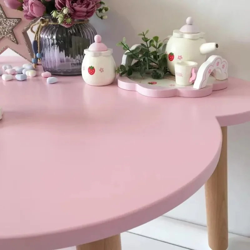 Children's Nordic Furniture Baby Children's Wooden Dining Table Toddler Cloud Table and Chair Set Children's Dining Table