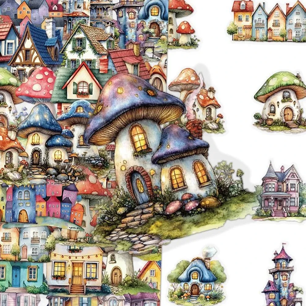 

10/30/50pcs Transparent Cartoon Fairy Tale House Stickers Waterproof DIY Stationery Phone Notebook Funny Graffiti Decal Kids Toy