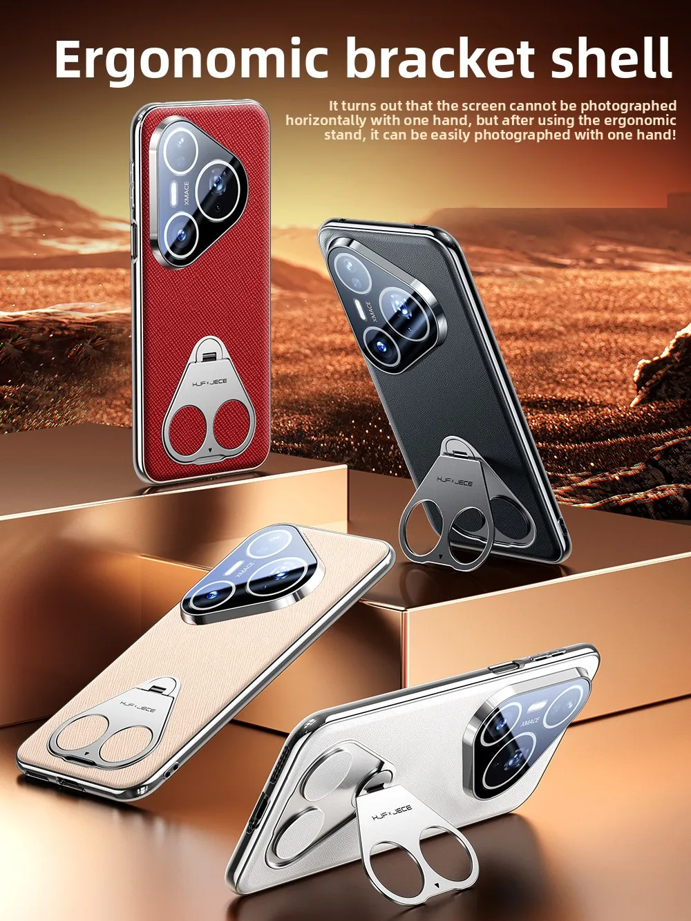 

【Ring Rotating Stand】for Huawei Pura 80 Ultra Case New Lens Full Coverage Luxury Genuine Leather Shockproof Case for Pura 80 Pro