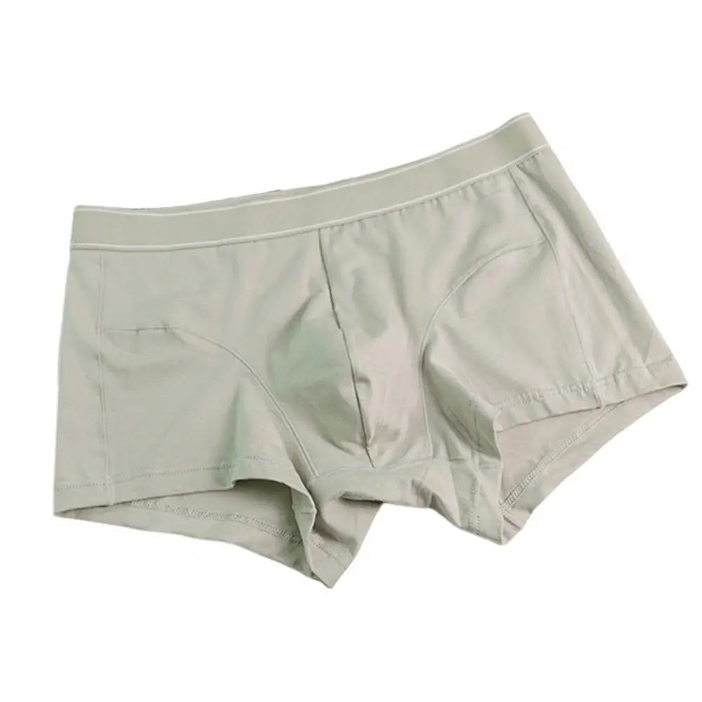 

Men Boxer Underwear Elastic Mid-rise U-Convex Solid Color Panties Breathable Smooth Lines Shorts Briefs Daily Wear