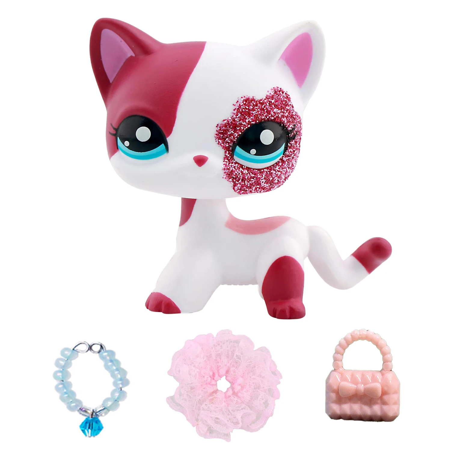 Mini Tienda de Mascotas, Estatuas de Animales para Interiores y Exteriores, Gato de Pelo Corto LPS # 2291, con Accesorios Adorables, Pequeña Estatuilla Coleccionable de la Imaginación