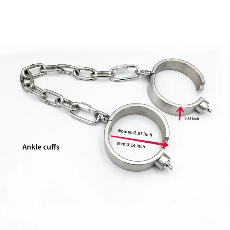 Esposas de Bondage BDSM de acero inoxidable de alta resistencia, esposas de tobillo, Collar de restricciones, juego de bloqueo, Juguetes sexuales para adultos