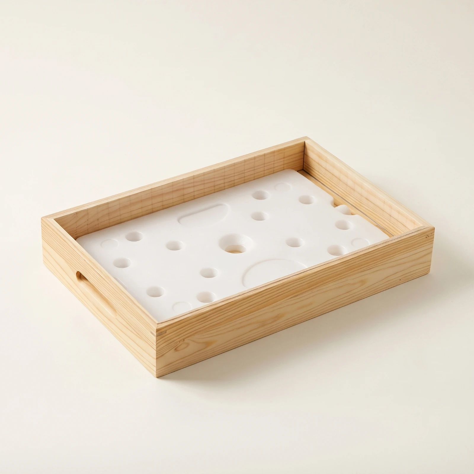 Serving Tray with Insert Rectangular Wooden Serving Tray Removable Natural Wood for Caterers, Home Entertaining