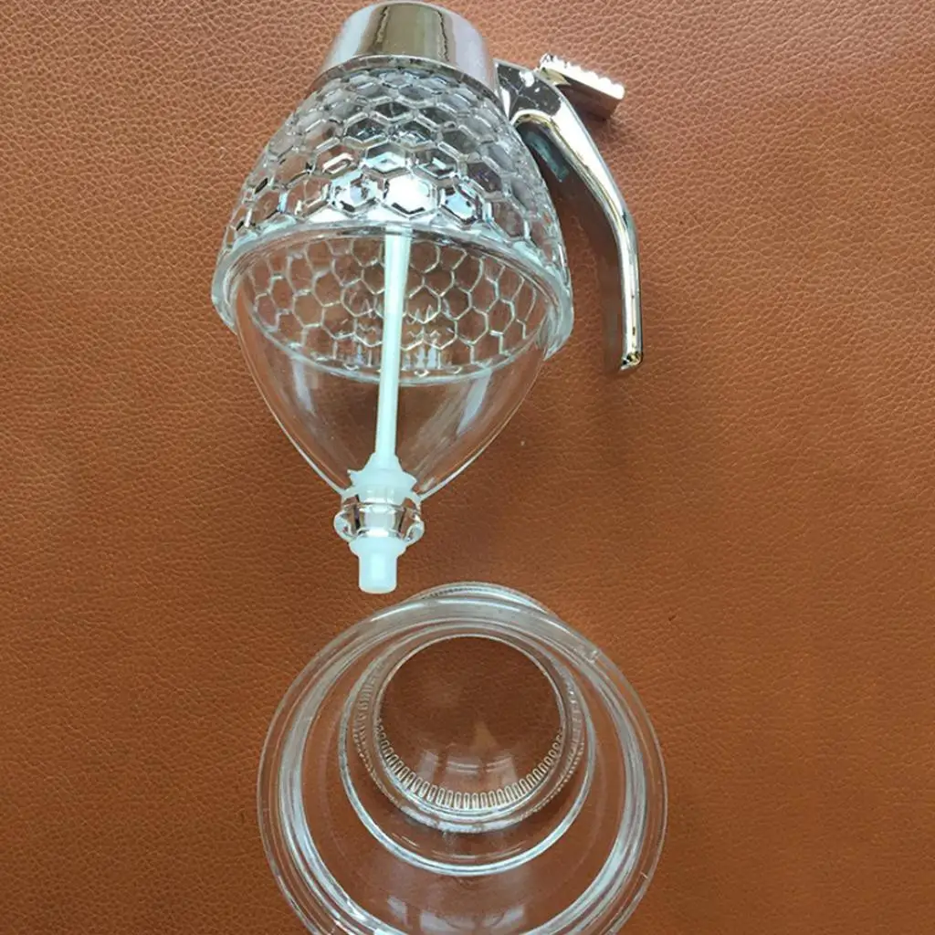 Portable Honey Syrup Jar Acrylic Kitchenware Cutlery Container for Table Serving Breakfast
