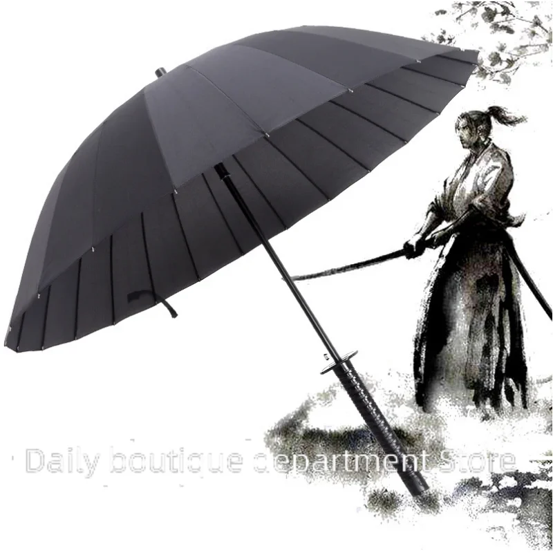 Creative Japanese Samurai Umbrella Removable Handle Automatic Long Handle Black Rainproof Ninja-like Sword Katana Umbrellas