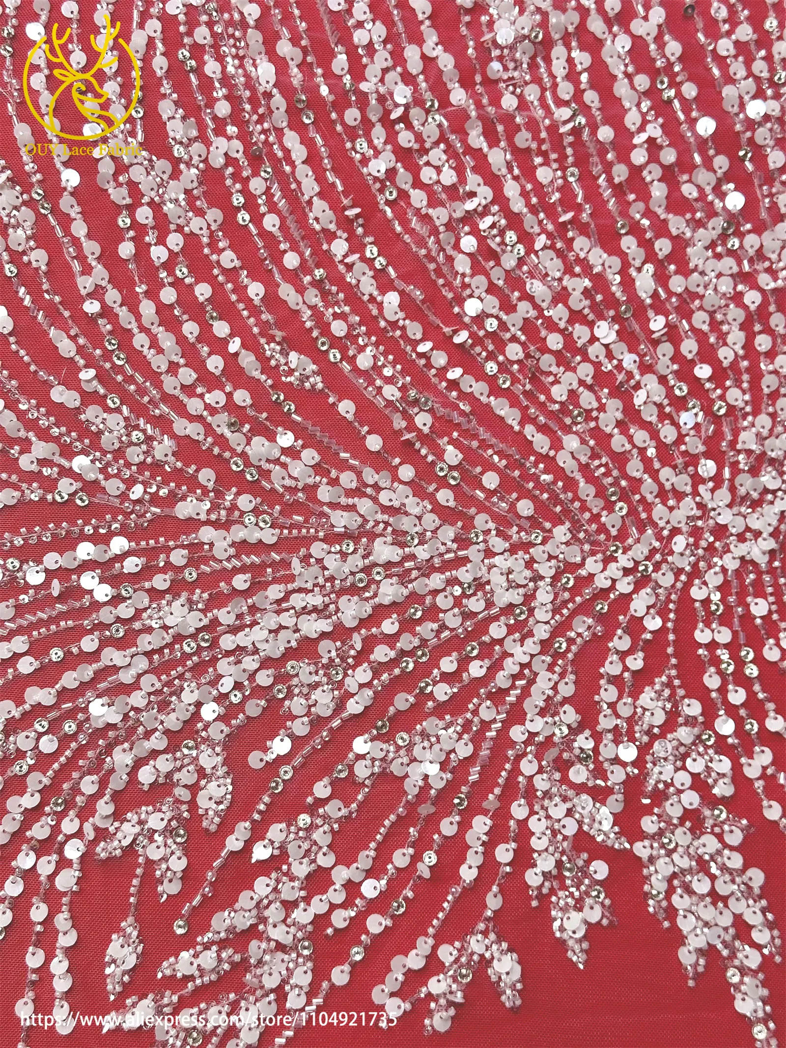 Goldene Afrikanische Pailletten-Perlen-Spitze für Bräutigamkleid 2026 Luxuriöse Französische Nigerianische Bestickte Tüllspitze für Partykleider – Detail 12