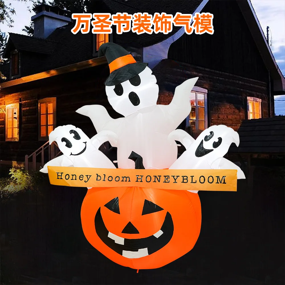 

Halloween Inflatable Ghost with Light Funny Cartoon Air Blow Up Decor for Yard