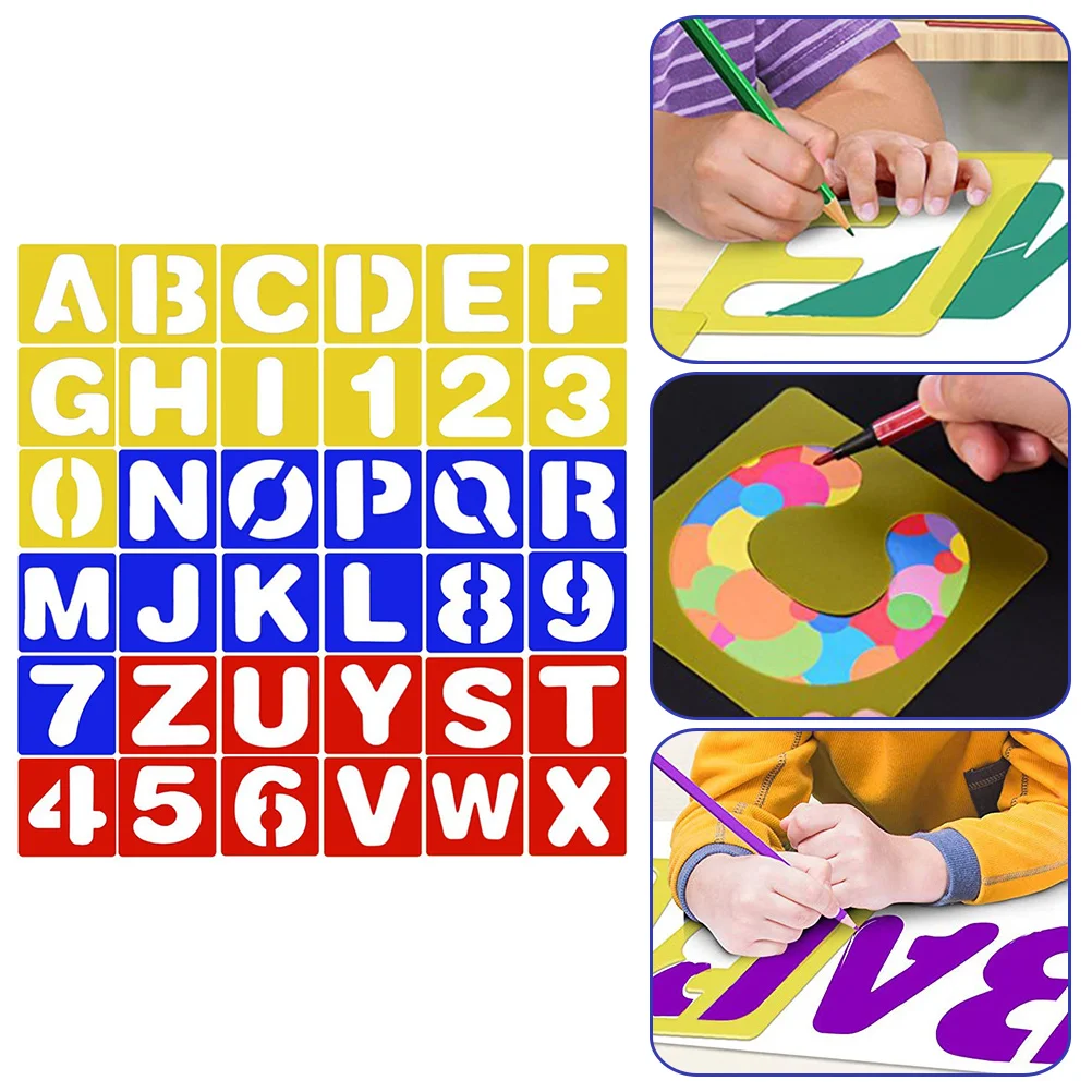 

1Set Letter Number Hollow Stencils Premium Reusable Plastic Templates DIY Painting Drawing Tools for Craft Art Supplies