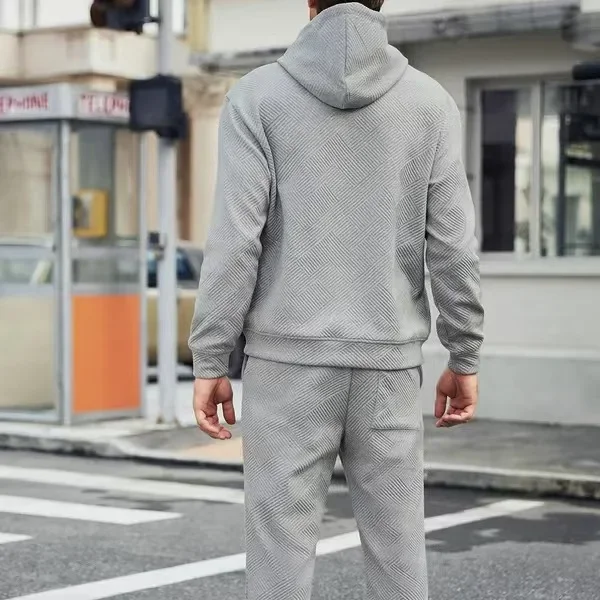 

Весенние мужские комплекты 2024, спортивные толстовки из двух предметов с капюшоном, толстовки, брюки до щиколотки, свободные повседневные карманы, сращенные лоскутные комплекты