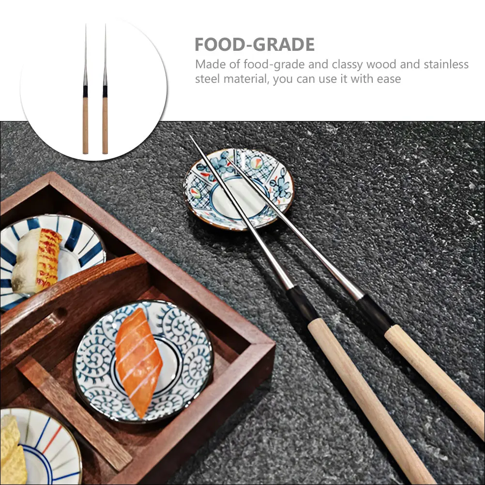 

2pcs Japanese Style Sushi Chopsticks Food Grade Stainless Steel Lightweight Portable Dishwasher Safe Reusable Household Flatware