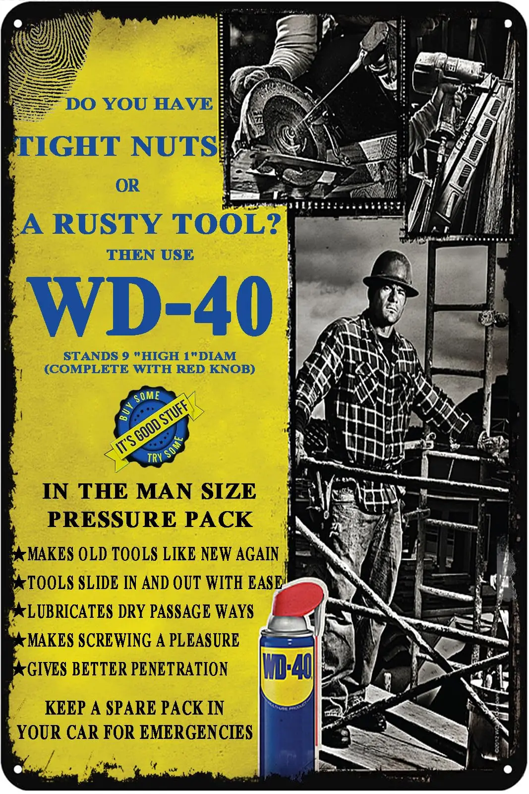 zhocers Funny Decorations For Man Cave Garage Wall, Vintage Tin Sign Do You Have Tight Nuts, Retro Metal Decor, Metal Post 12 *