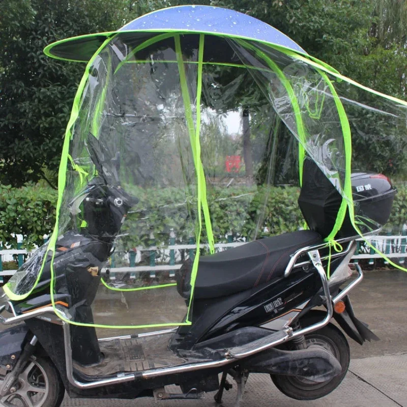 NEW Fully Enclosed Canopy Removable Electric Vehicle Parasol Motorcycle Rainproof Cover Thickened Canopy with Metal Bracket