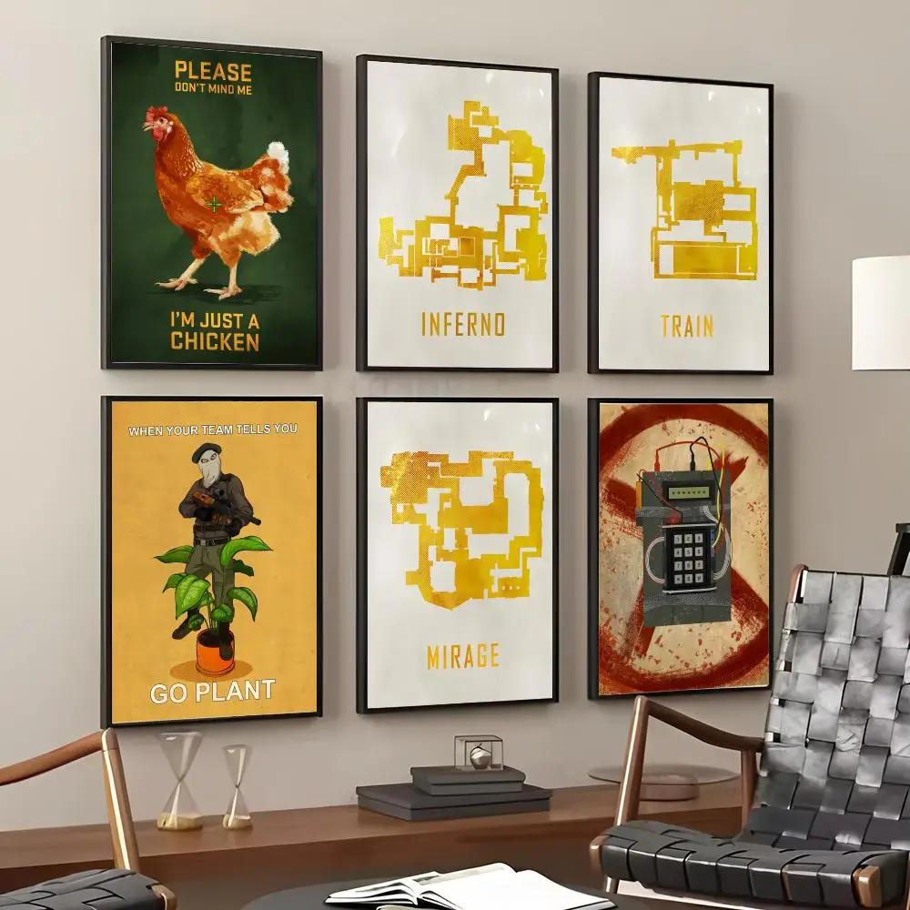 Game C-Counter-Strike CS2 Painting Calligraphy Cotton Canvas Wall Art Poster Quality Decor Painting for Home Decor