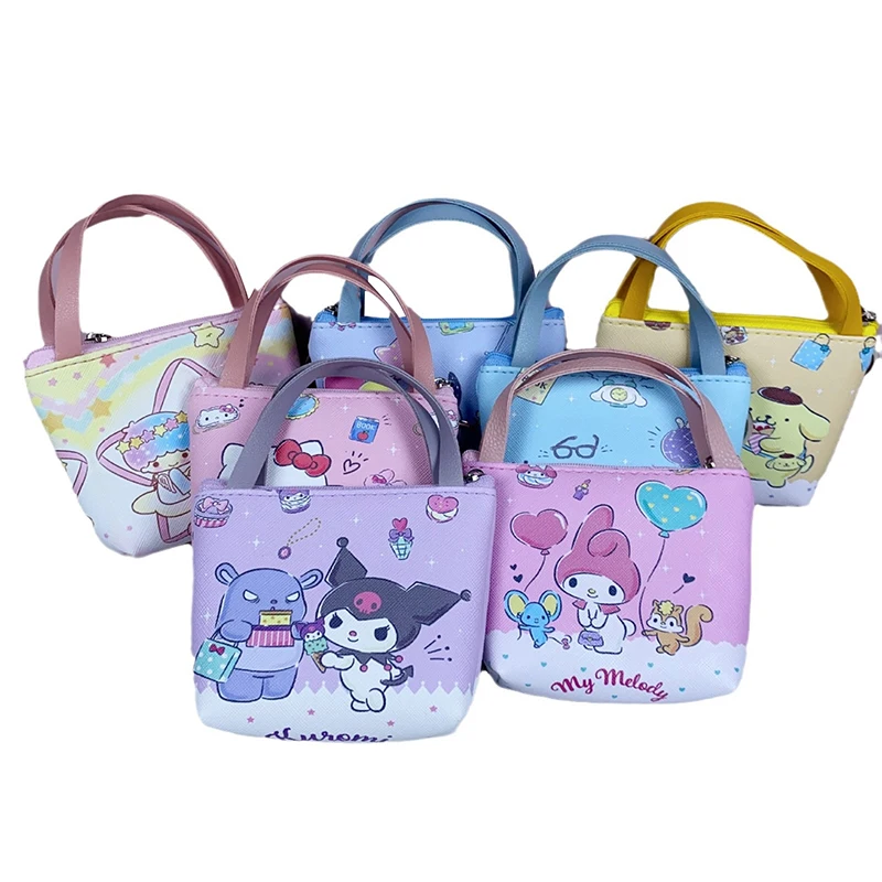 Sanrio Cartoon Coin Purse Hello Kitty Melody Kuromi Cinnamoroll Pochacco Anime Figures Mini Tote Bag Headphone Storage Bags Gift