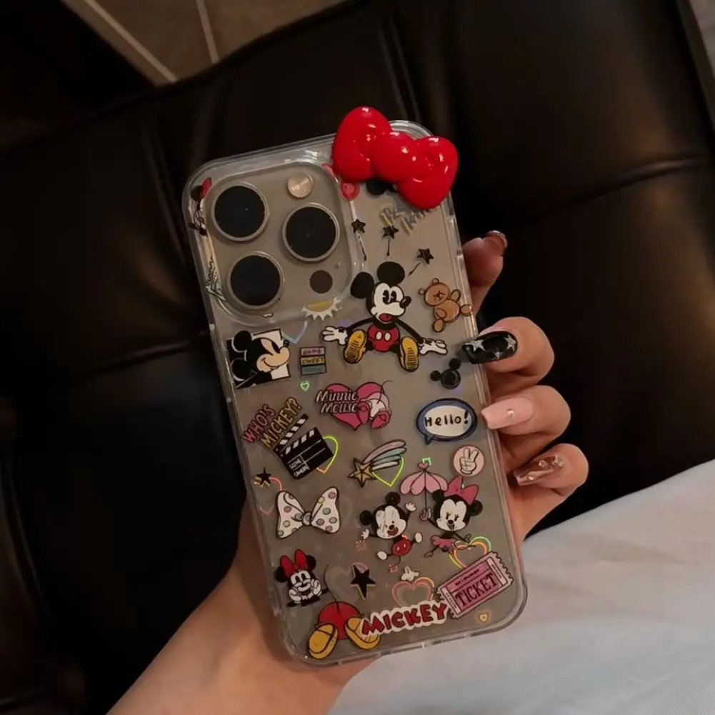 لطيف الكتابة على الجدران ميكي ثلاثية الأبعاد القوس الأحمر الحب الليزر ورقة جراب هاتف آيفون 13 16 15 14 17 برو ماكس 17 الهواء XS ماكس X XR زائد غطاء صغير #2