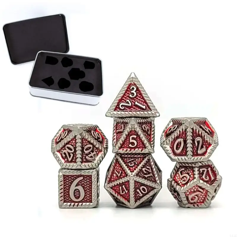 

U1JC 7x многогранные металлические игральные кости реквизит развивающие игрушки аксессуары для клуба/вечеринки