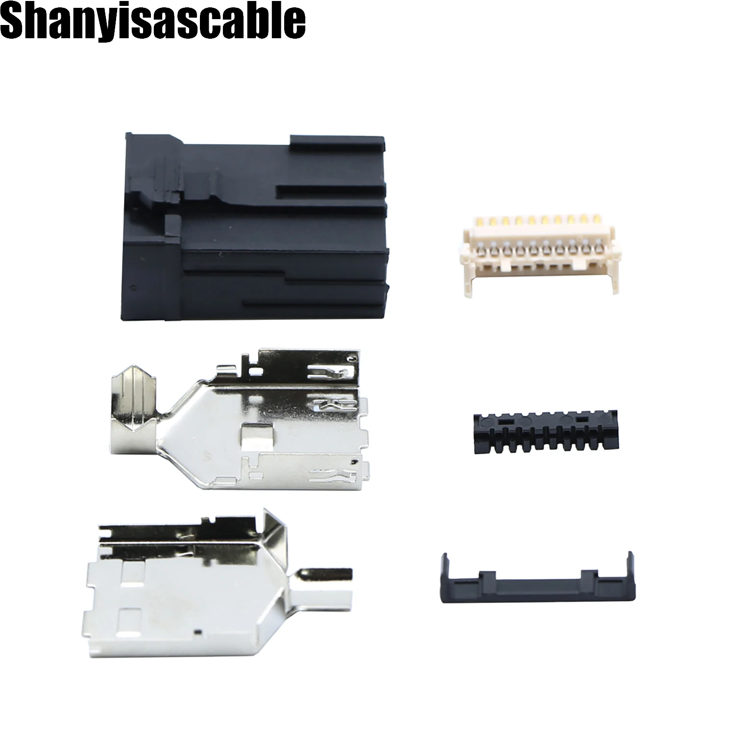 HDMI E type 19P male Six piece set with ABS Shell Wire clamp Tin and bulk for welding forming molding connectors