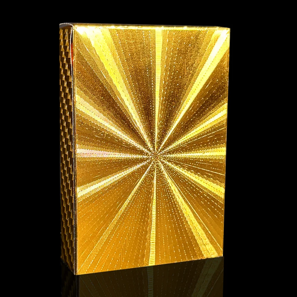 55 قطعة أوراق اللعب الذهبية الترفيهية الذهب احباط بوكر مجموعة بطاقات سحرية 24K الذهب البلاستيك احباط بوكرز سطح السفينة من البطاقات