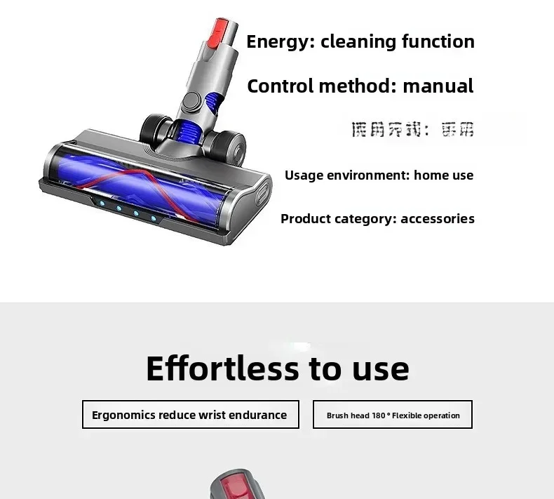 Adapt to Dyson Dyson vacuum cleaner accessories Soft velvet roller suction head floor brush V6V7V8 and other vacuum cleaner