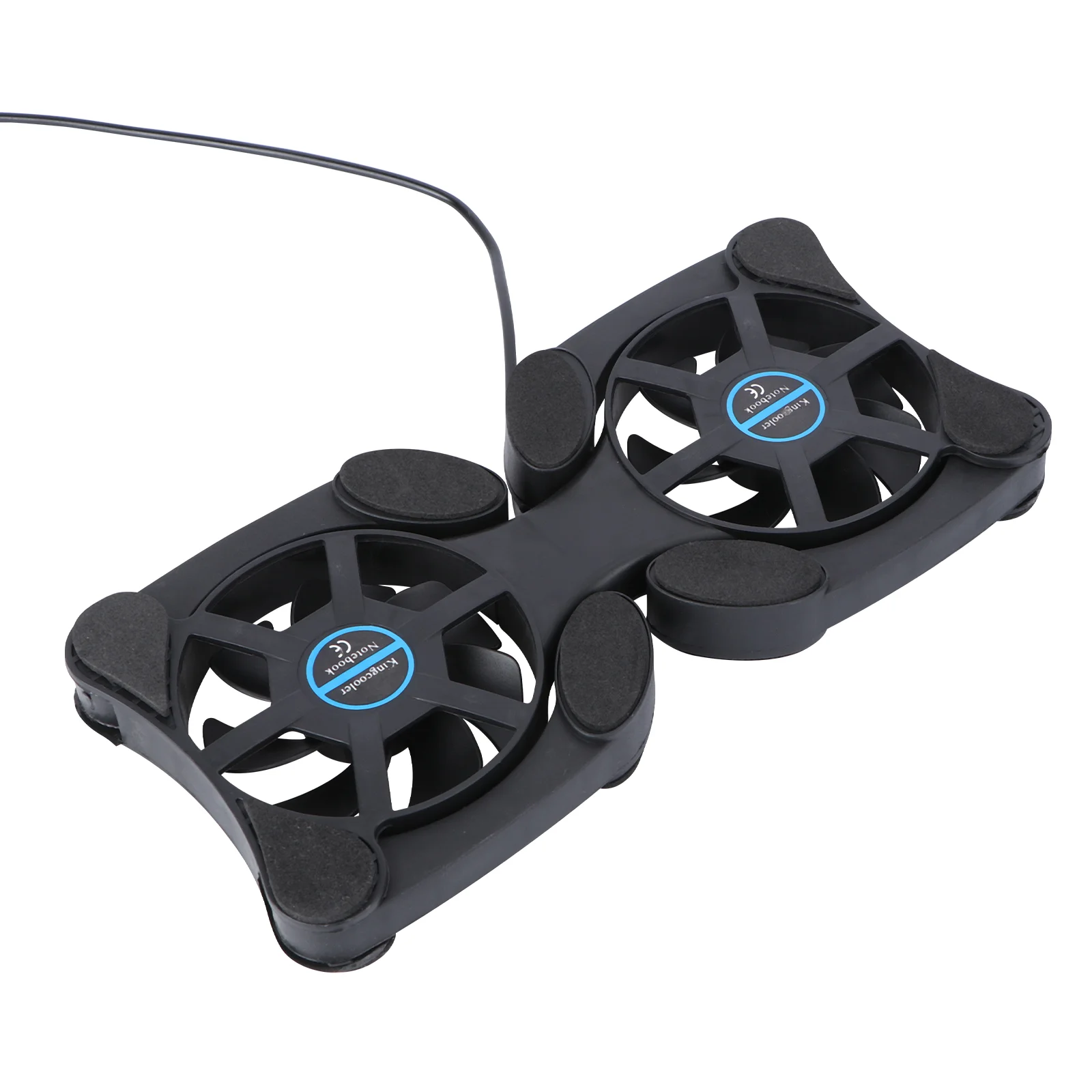 مبرد كمبيوتر محمول قابل للطي، مبرد USB، 2 مراوح، حامل كمبيوتر محمول، حصيرة تبريد للكمبيوتر المحمول (أسود) مبرد مروحة الكمبيوتر المحمول