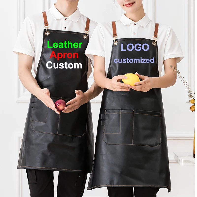 Fashion Leather Apron Custom Luxury Household Cleaning Tool Accessories Ripstop Customizable Apron For Man Black Color