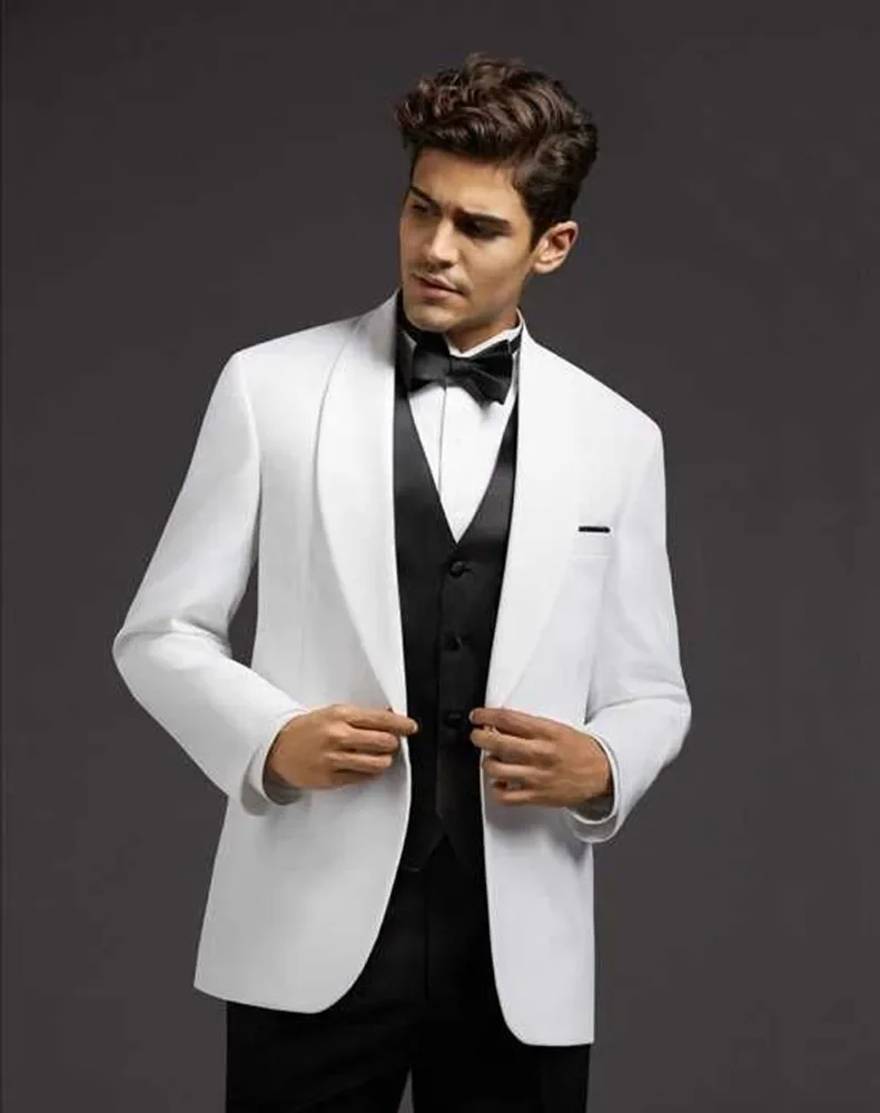 

Casual Slim Fit Men's 3 Pieces Wedding Suits Shawl Lapel One Button Blazer Dinner Wedding Groom Tuxedos Business Suits