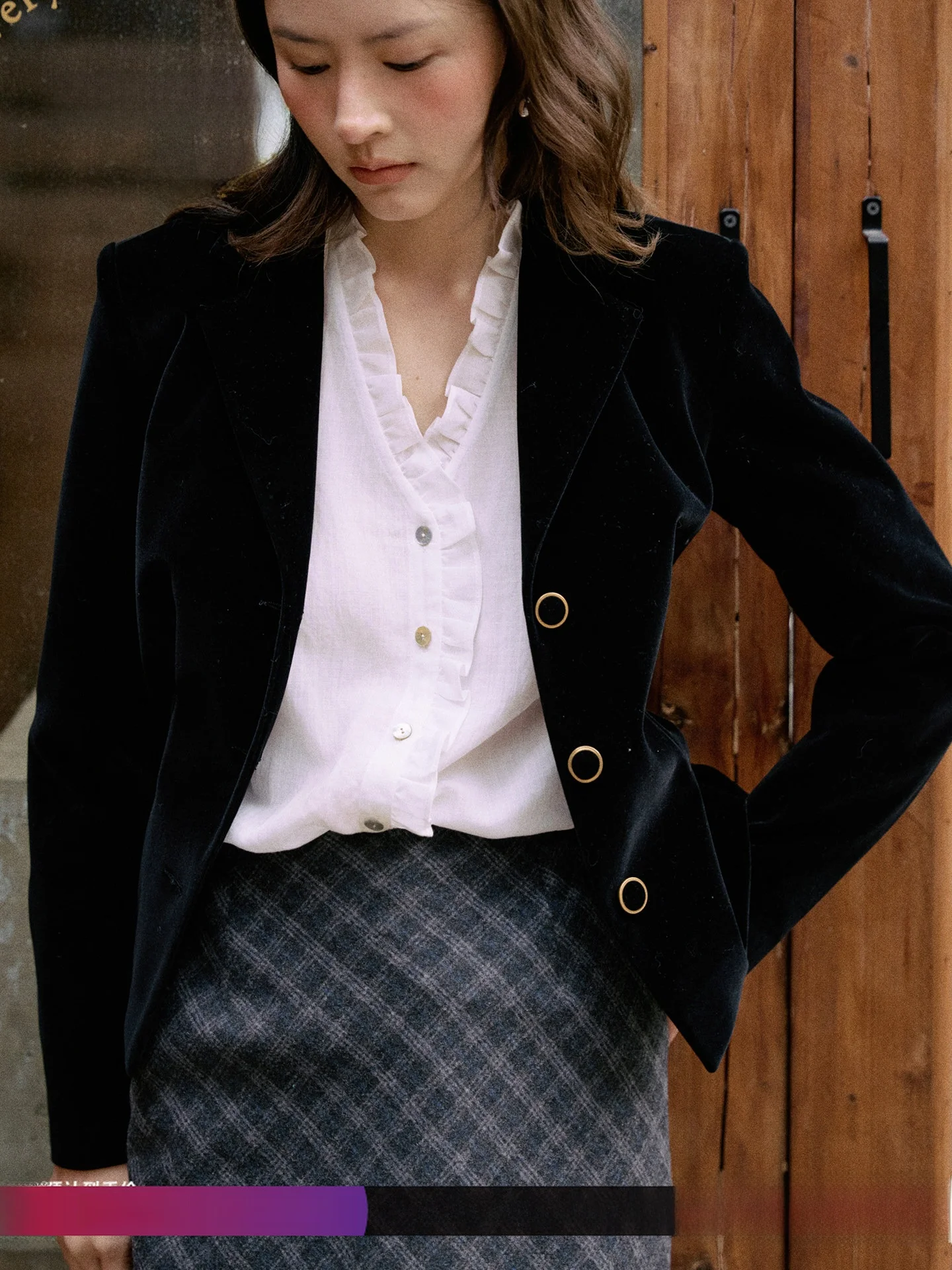 

Ele Velvet Belted ort Suit Jaet for Women Commute Bla Slimming Commute Sle Stand Fit Long Sve Pure Color
