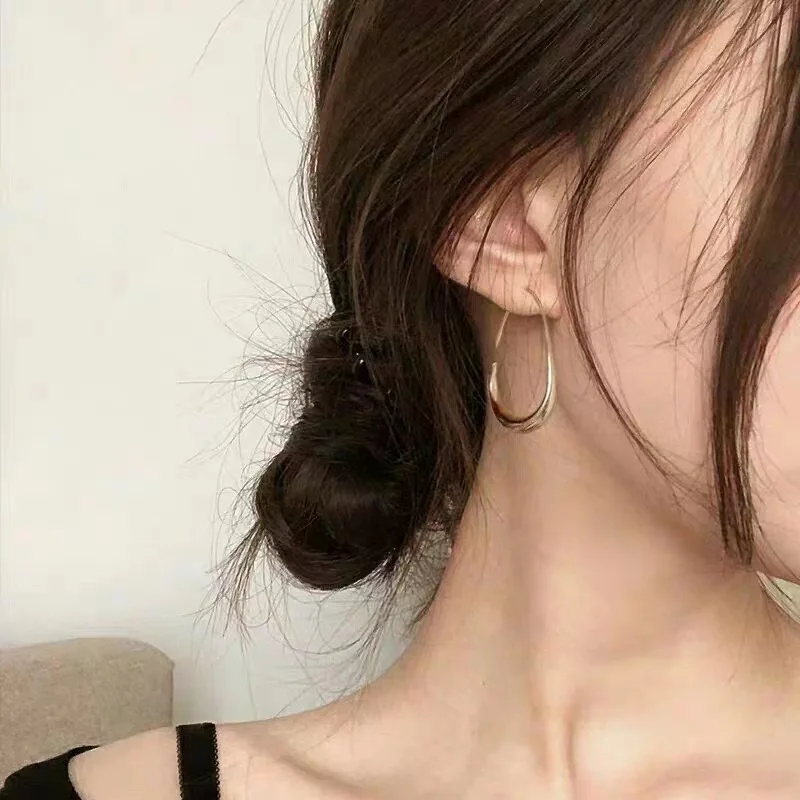 

925 Sterling Silver Luxury Quality Jewelry For Woman Ellipse Hoop Earrings Engagement Wedding Wholesale Prevent Allergies