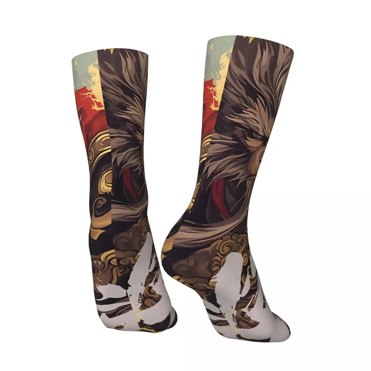 Crazy compression Black Myth Wukong Art Sock for Men Harajuku Black Myth Wukong Seamless Pattern Crew Sock Novelty