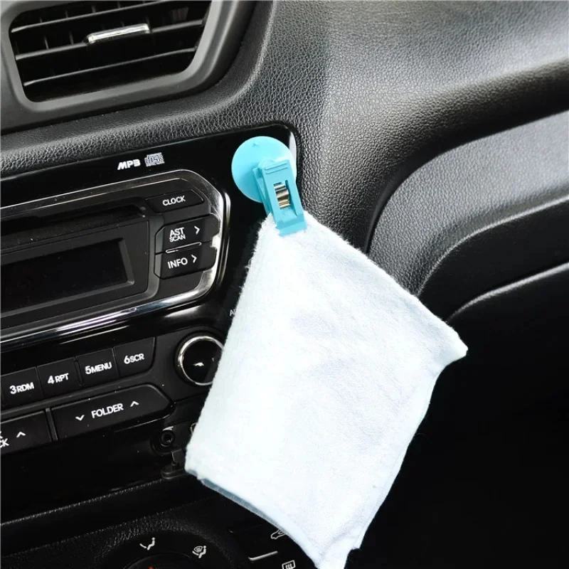 1/4pairs Car Interior Window Clip Mount Black Suction Cap Clip Plastic Sucker Removable Holder For Sunshade Curtain Towel Ticket