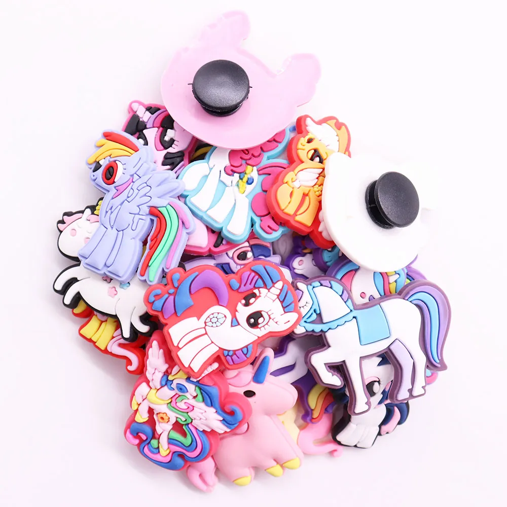 1-25pcs Adorable My Little Pony Unicorn Miniso PVC Shoes Charms Accessories for Twilight Sparkle Girls Popular Sandals Clogs