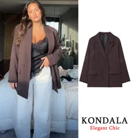 KONDALA-traje elegante con doble botonadura para mujer, chaqueta con solapa para ir al trabajo, abrigo minimalista para oficina, primavera y otoño 2026