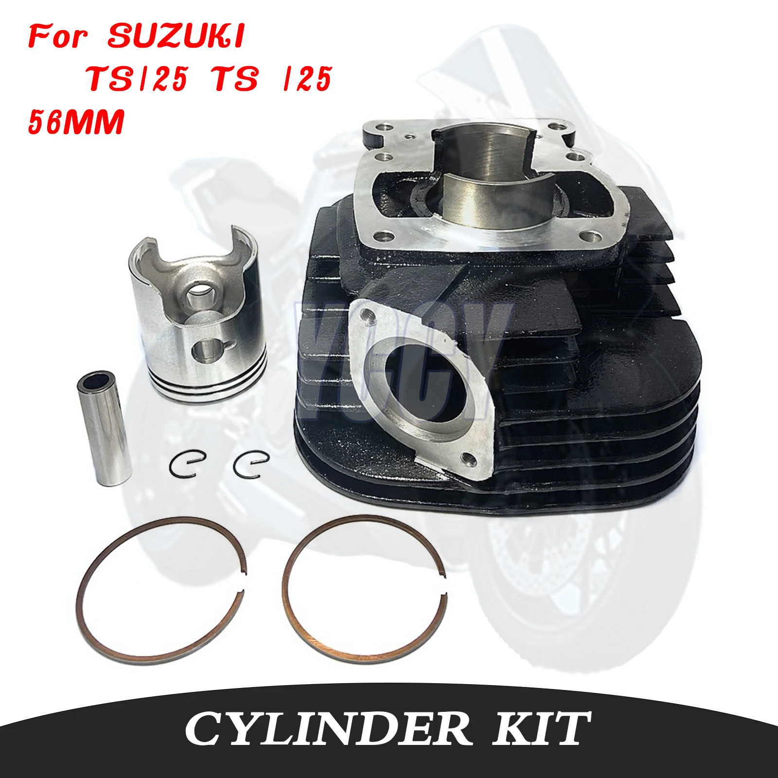 Accesorio de motocicleta impecable de 56MM y 125CC, Kit de pistón de cilindro de gran cilindro, piezas de motor de Moto de 2 tiempos apto para SUZUKI TS125 TS 125