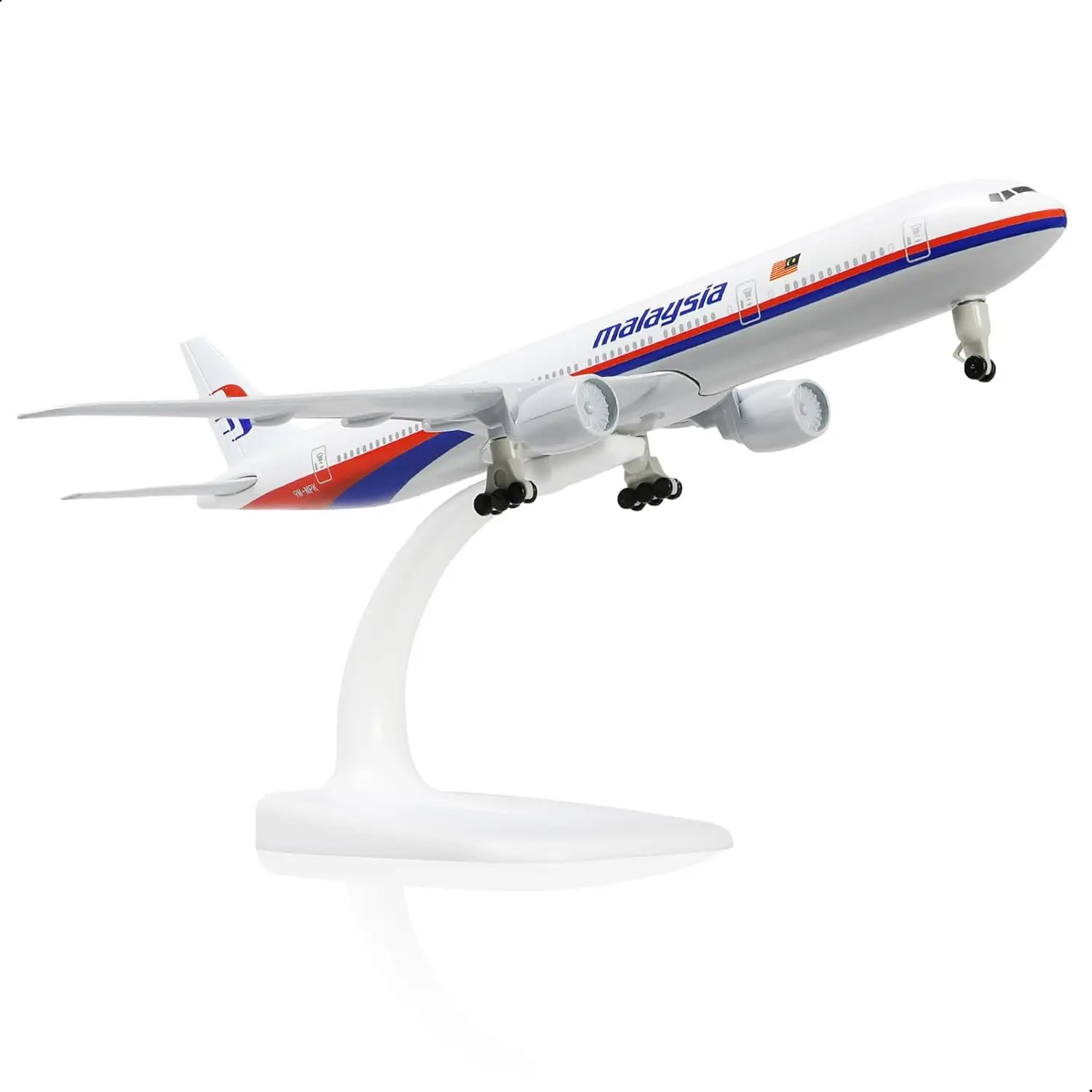 1/300 B777 Malaysia Diecast Metal Airplane Model for Adult with Stand Aviation Enthusiasts Gifts, Desktop Display Decorations