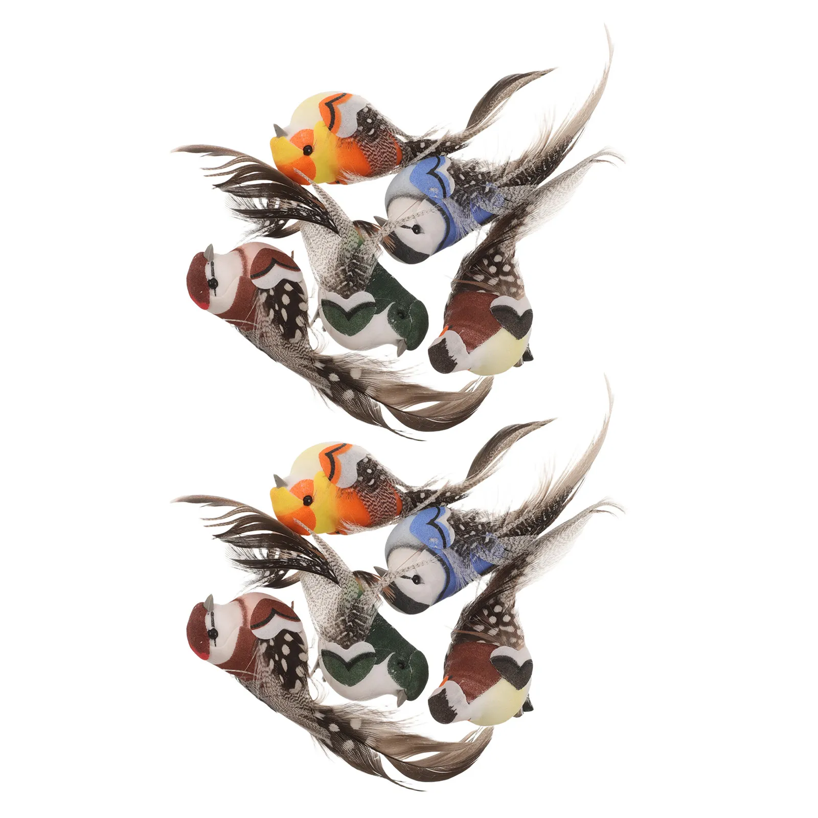 10Pcs Clip-on Artificial Birds Realistic Fake Plumed Bird Decorations for Christmas Tree Wreath Floral Garden Craft Ornaments