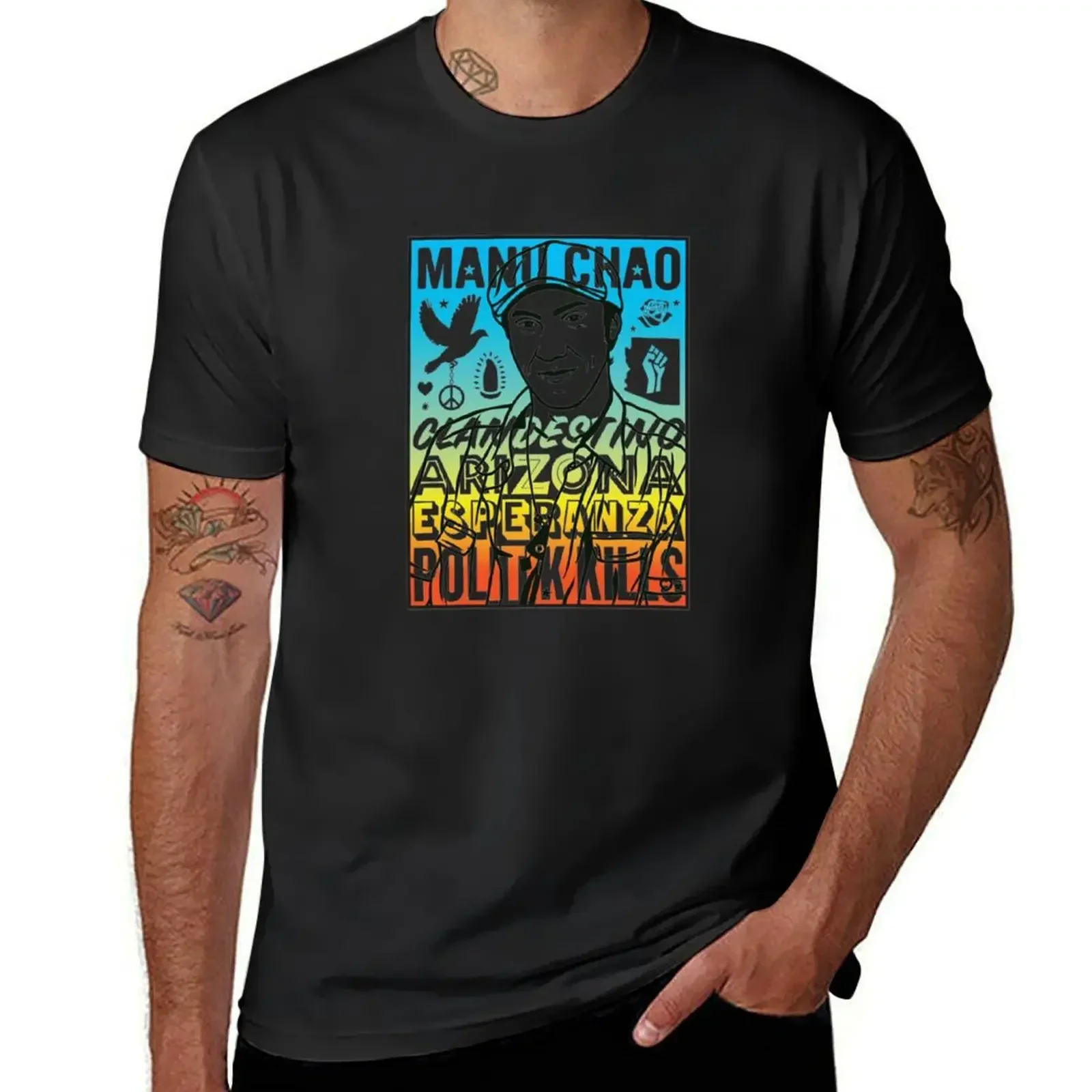 Camiseta de anime Manu Chao para hombre, camisetas gráficas sublime, camisetas vintage, Banda Clásica, gira música, Hackney, diamantes, 2024