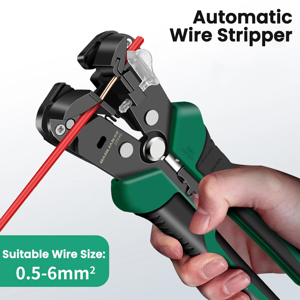 Multifunctional Automatic Wire Stripper Hand Tool Adjustable Length Flat Wire Cutter Crimper for Electricians