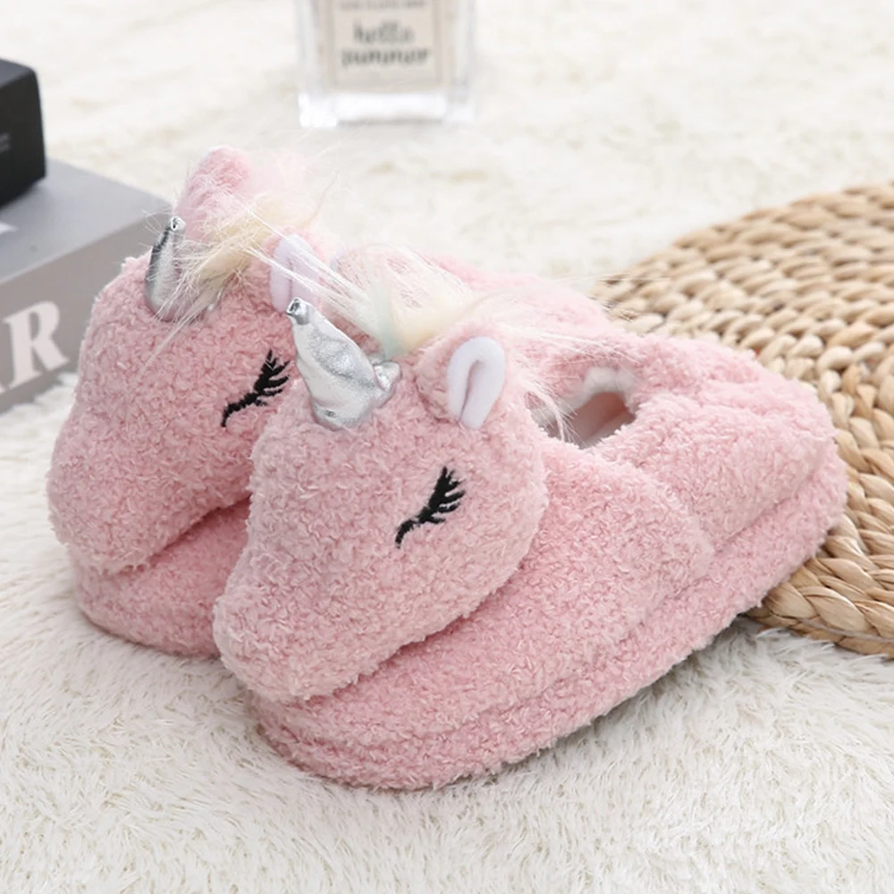 Fashion Toddler Girl Slippers for Boy Winter Baby Loafers Plush Warm Cartoon Soft Rubber Sole Child Home Shoes Indoor Footwear