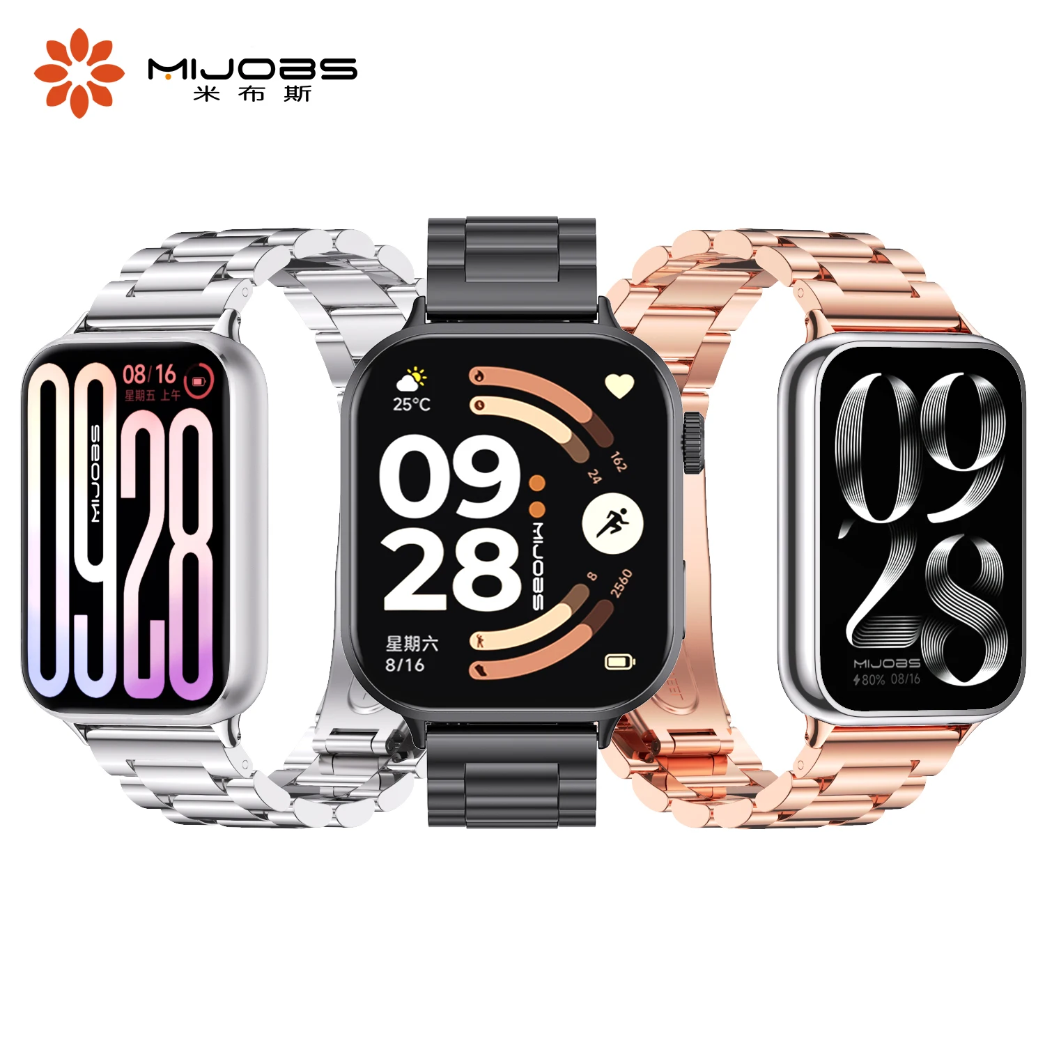 Mi Band 10 Pro / 9 Pro / 8 Pro Armband Metallarmband für Xiaomi Smart Band 10 Pro Fitness-Armband