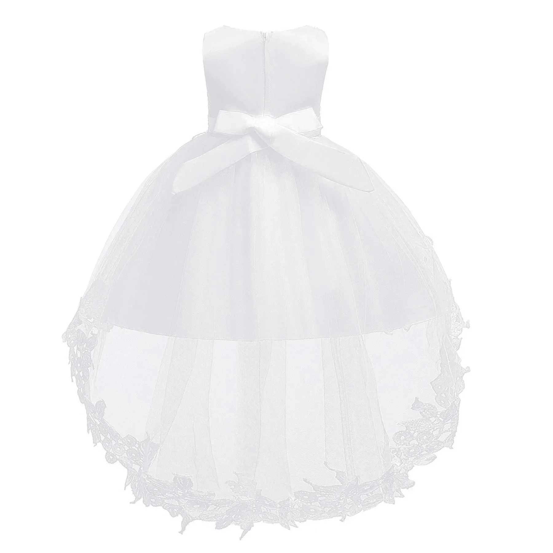 Flower Girls Dress For Toddler Baby Tulle Trailing Dress Infant Formal Pageant Princess Party Birthday Wedding Baptism Vestidos