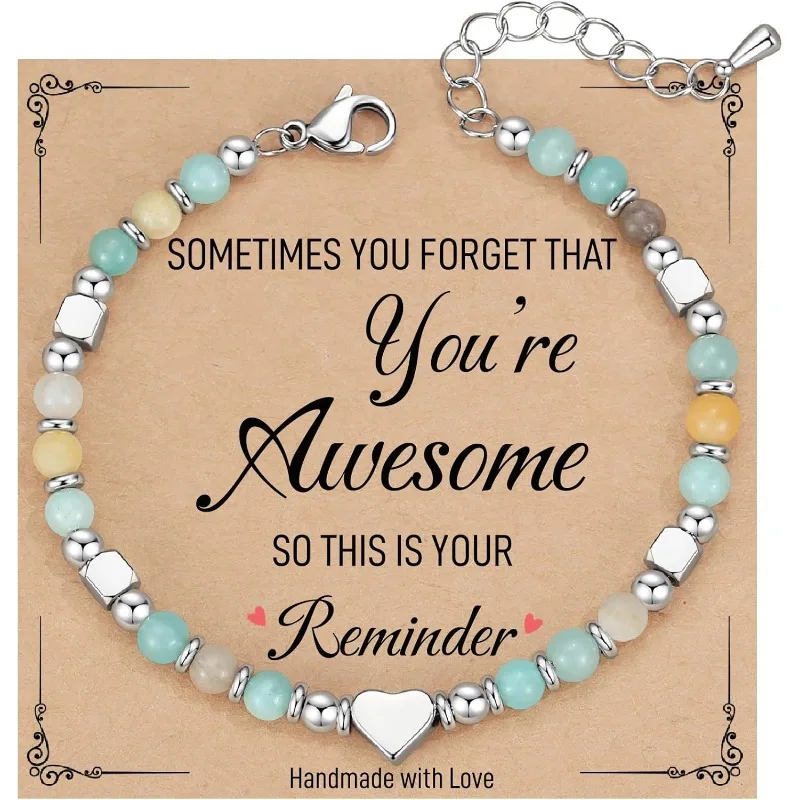 Natural Stone Beaded Bracelets for Women Sometimes You Forget You're Awesome Inspirational Gifts Bracelets Mothers Day
