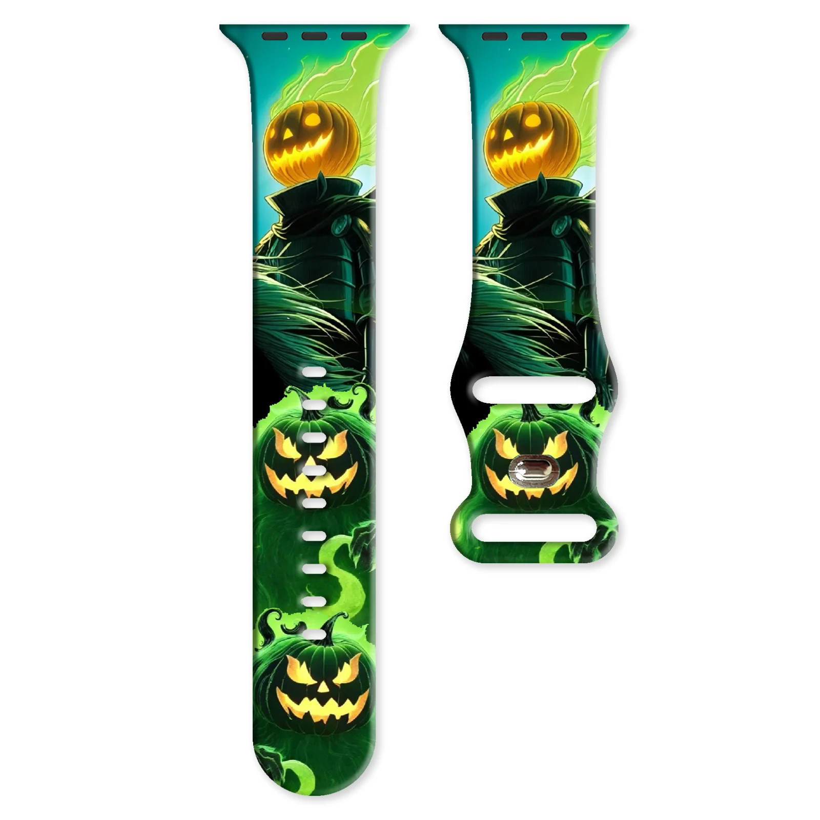

Pumpkin samurai printed strap for Apple Watch 11 10 9 8 7 Silicone Band Replaceable Bracelet for iWatch 46mm 44mm 42mm 41mm