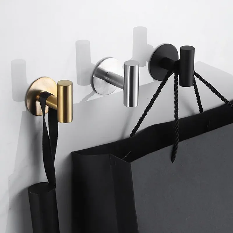 

Stainless Steel Adhesive Hooks No Drill – Strong Wall Hooks for Bathroom Toilet, Duty Round Tube Hook for Hanging Towels Robes
