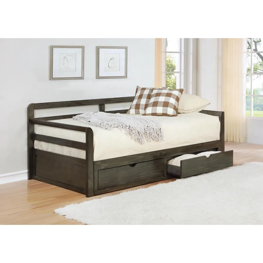 

Grey 2drawer Daybed with Extension Trundle