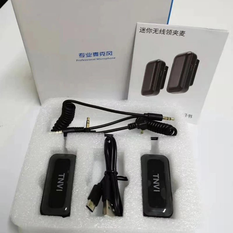 TNVI V3 Wireless Microphone System with Rechargeable Transmitter Reveiver Lapel Lavalier Microphone for Smartphone Computer