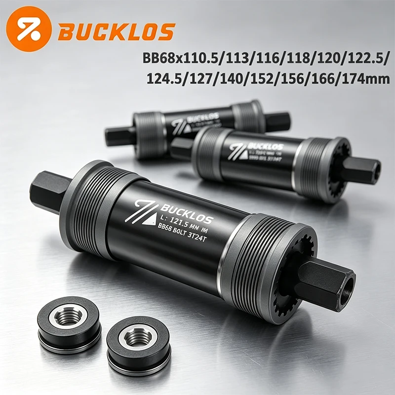 BUCKLOS BB68 Square Hole Bottom Bracket MTB Road Bike BB 116/118/120/122.5/127/140/152/156/166/174mm Bicycle Bottom Bracket