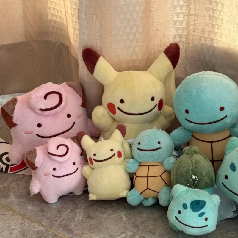 In Stock Pkm Ditto Transform Series Pikachu Clefairy Bulbasaur Plush Keychain Collectible Soft Toy Pendant For Bag Backpack Gift