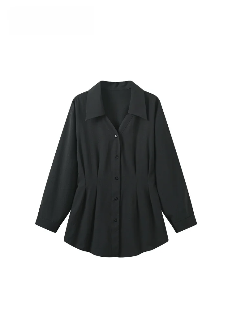 

Cara CLUB plus Size Ne Long Sve Waist-Cinching irt Women Early Autumn New Sle Plump Sister Ele Age-Defng Top