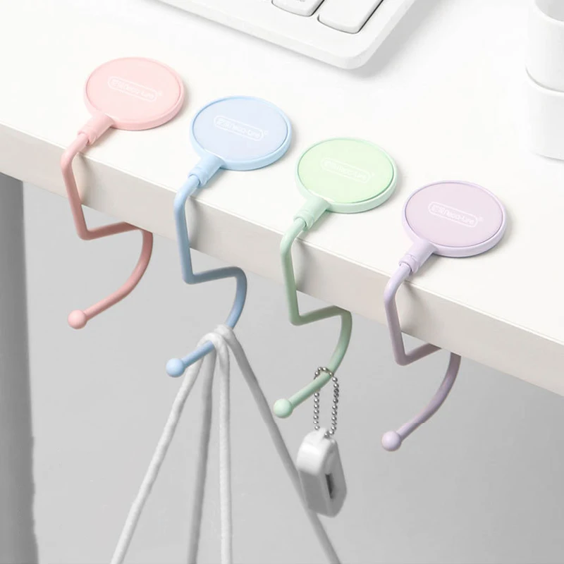 

Cute Book Bag Table Hook Office Desk Non-Stick Traceless Desktop Storage Hook Hanging Bag Clothes Key Holder Desk Organizers