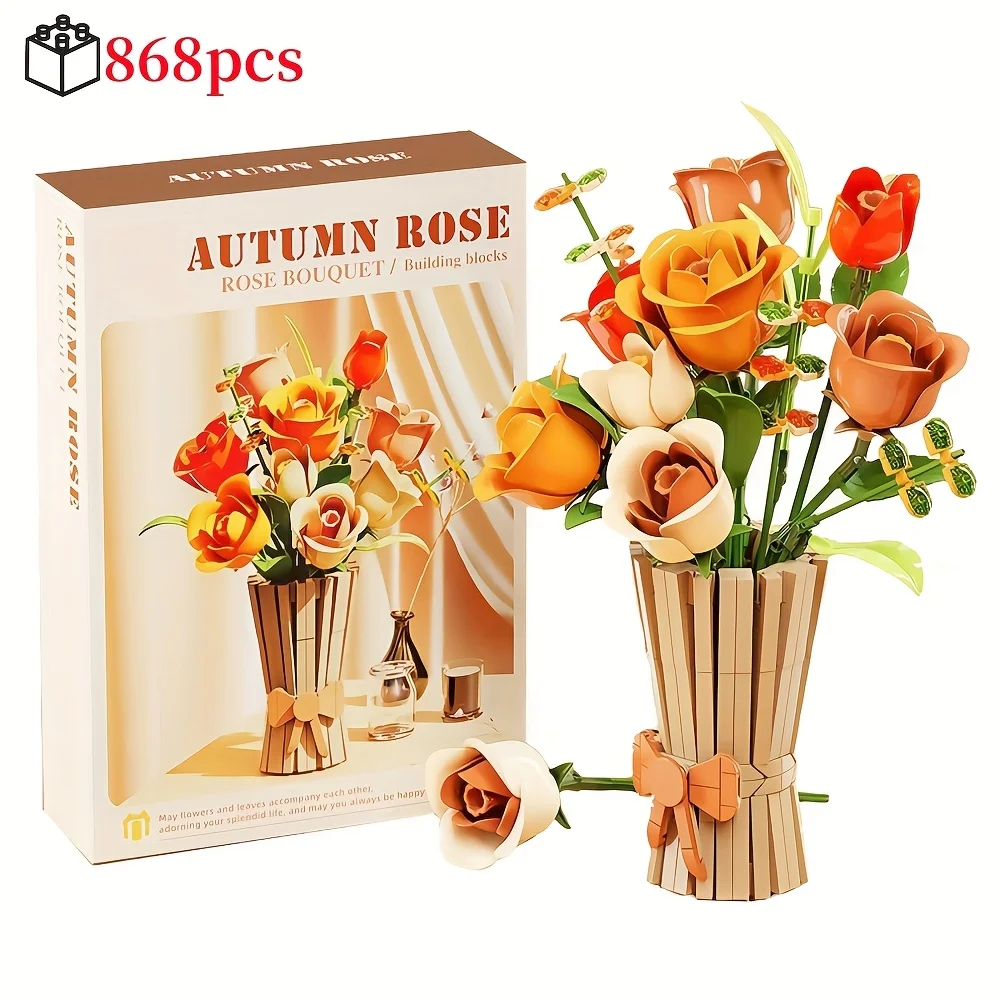 

Креативный набор для сборки букета роз из стабилизированных цветов, модель вазы, украшение ко Дню святого Валентина, сборные игрушки для девочек и мам, 2026